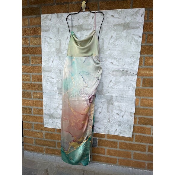 retrofete Marlene Dress in Watercolor Marble silk size medium - Picture 5 of 13